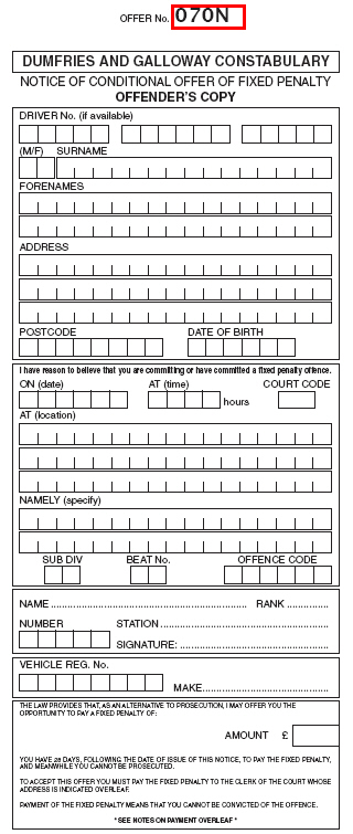 Example of Police Ticket 2