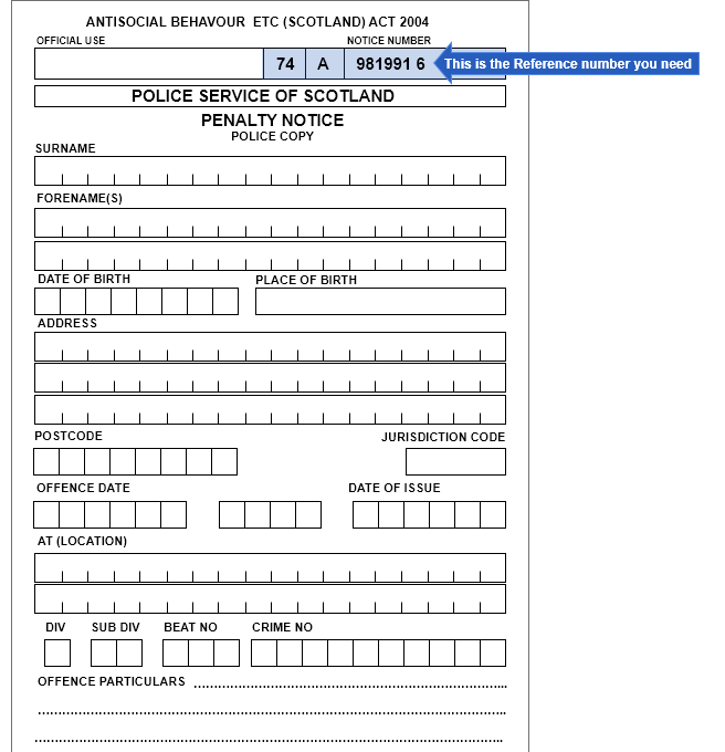 Example of Police Ticket
