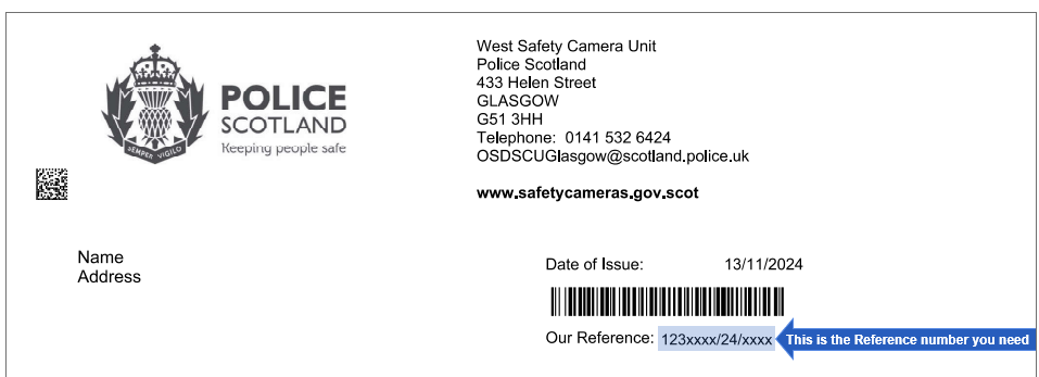 Example of Safety Camera Ticket